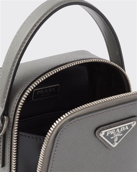 Marble Gray Prada Brique Saffiano Leather Bag .